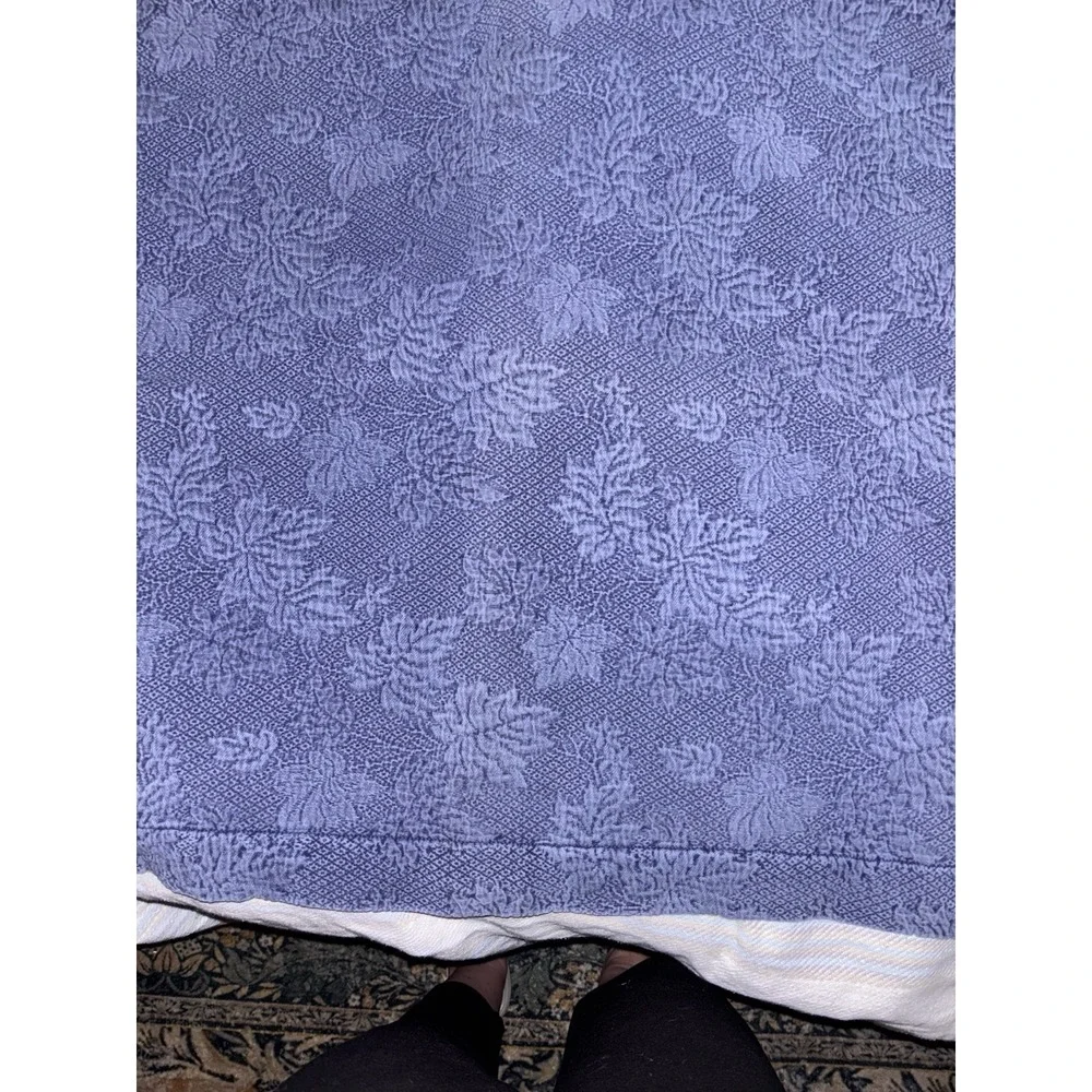 Company Store Floral Quilted Cotton Pillow Shams Blue 27x17 Scalloped Portugal‎